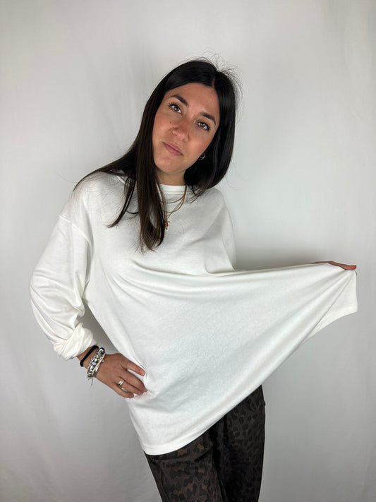 MAGLIA M/LUNGA BIANCA IN COTONE