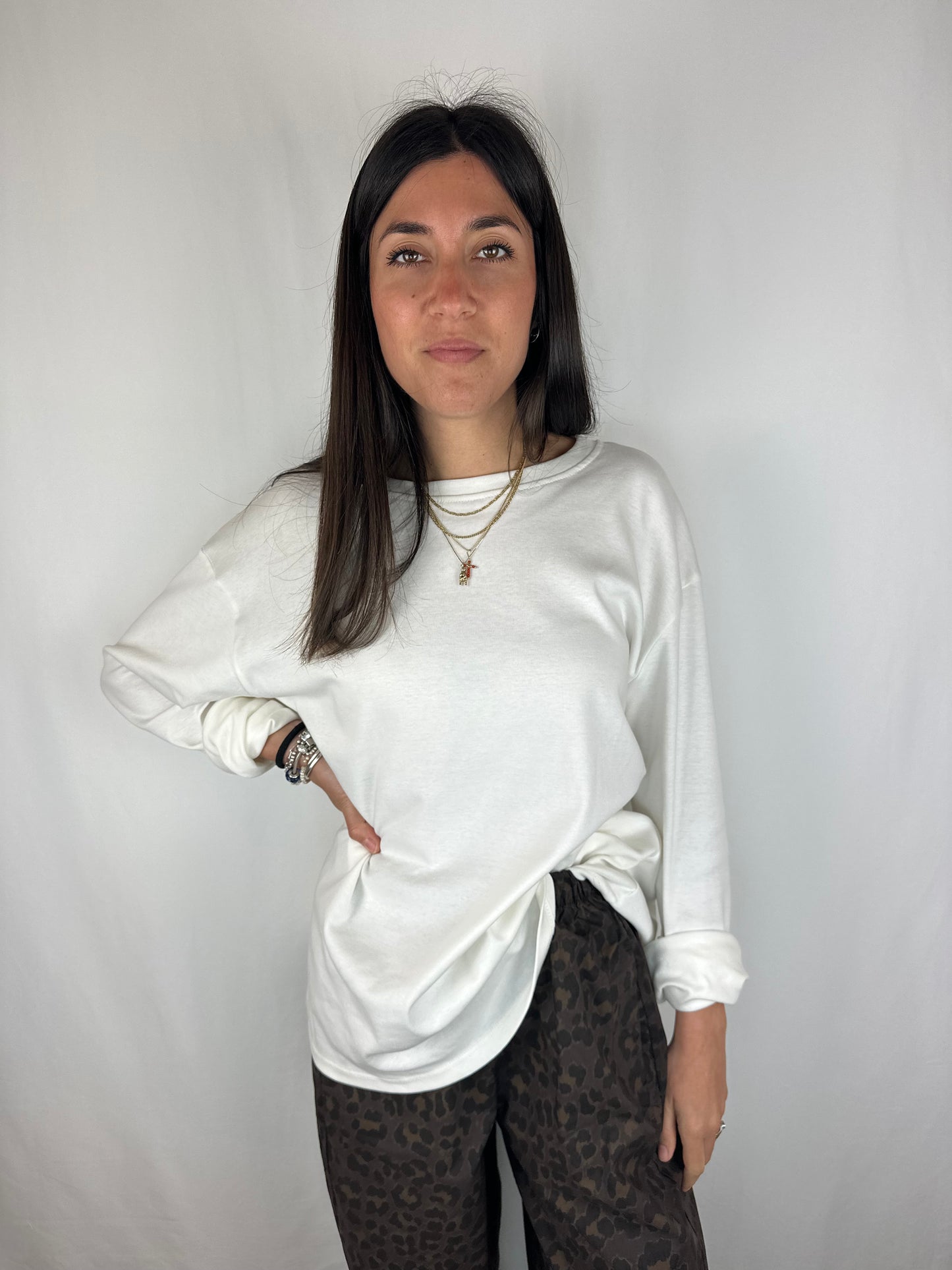 MAGLIA M/LUNGA BIANCA IN COTONE