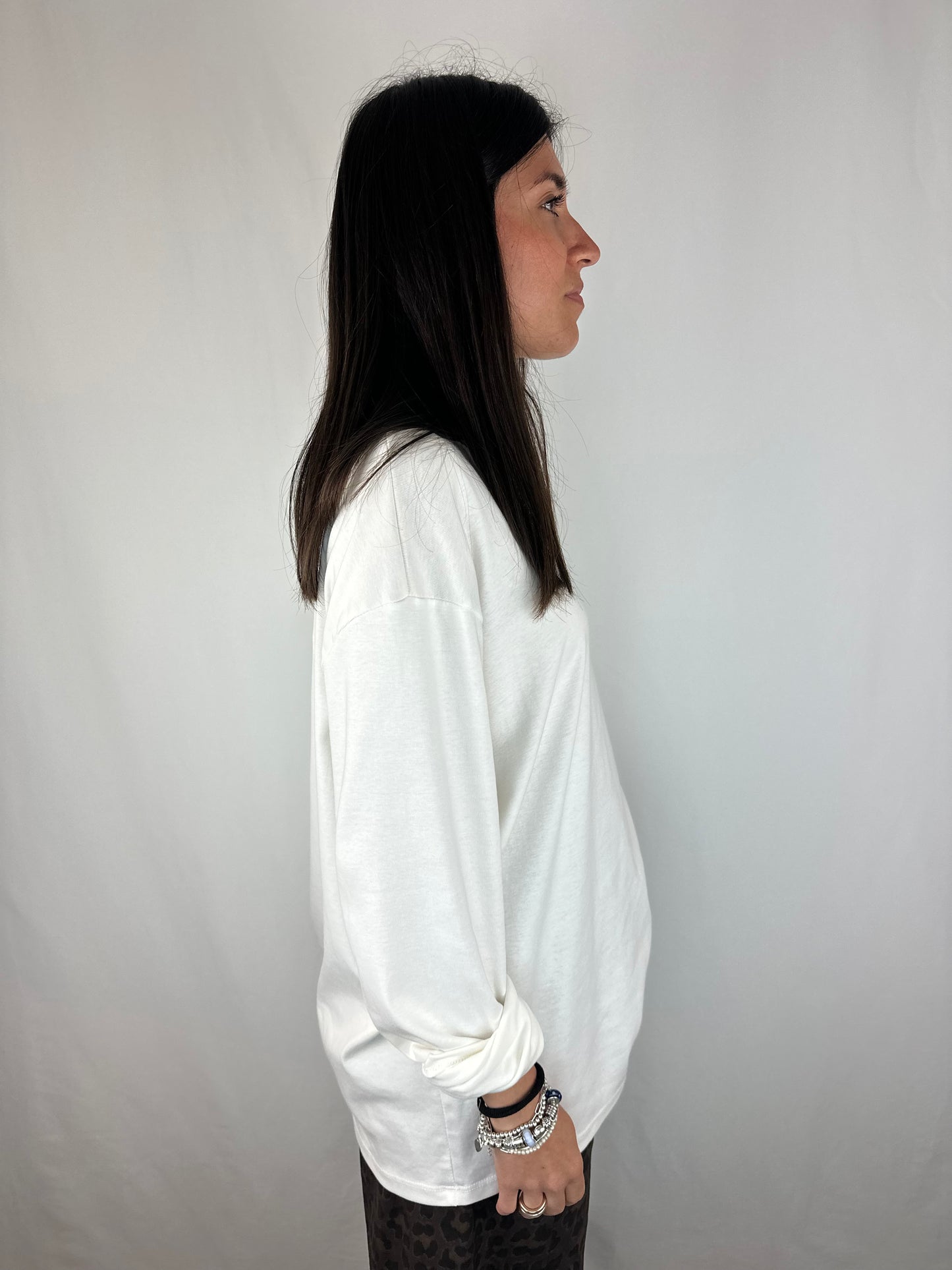 MAGLIA M/LUNGA BIANCA IN COTONE