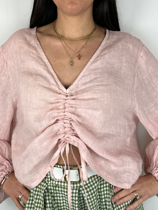 MAGLIA LINO ROSA