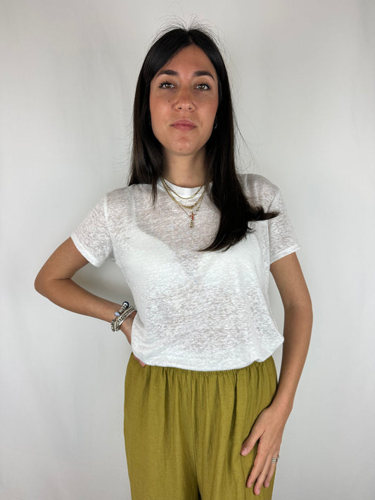 T-SHIRT BIANCA LINO