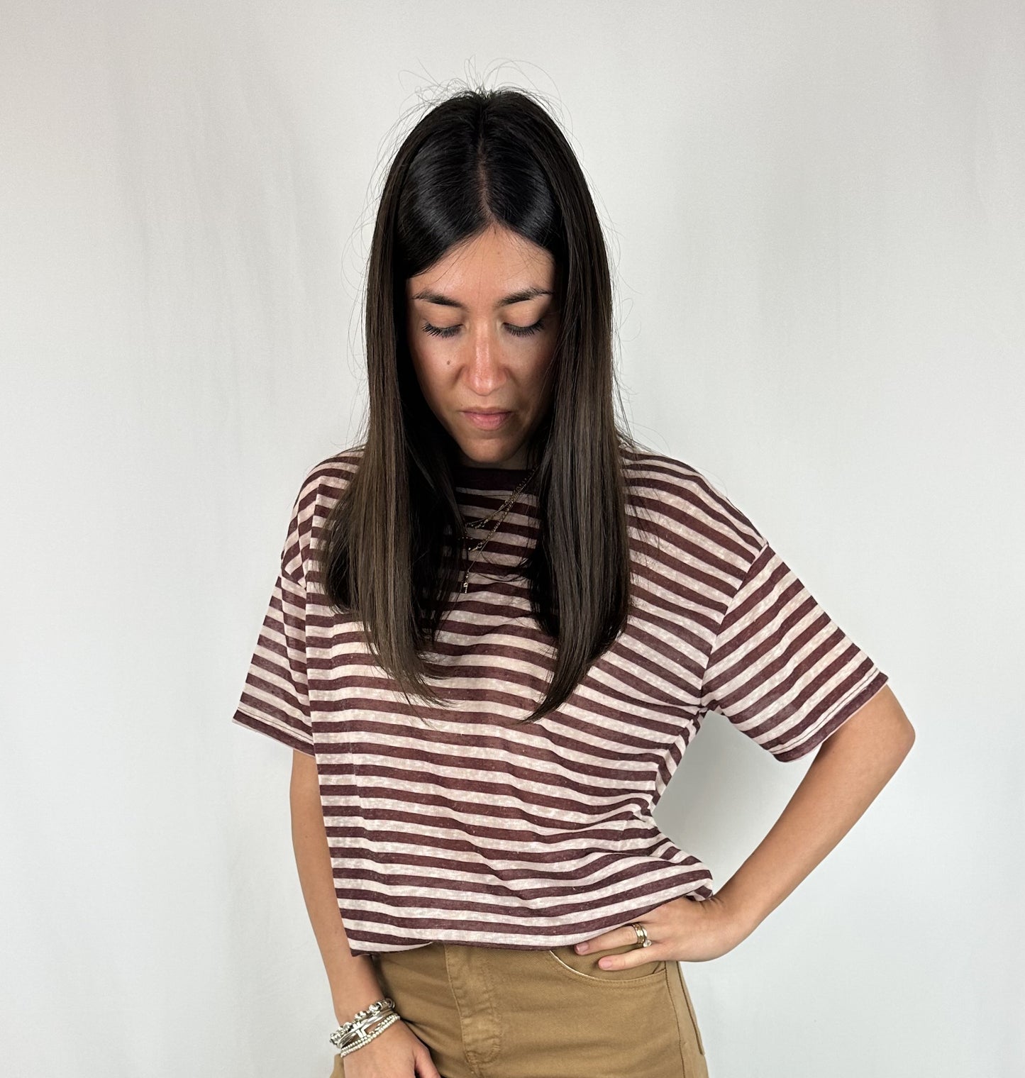 T-SHIRT RIGHE BURGUNDY