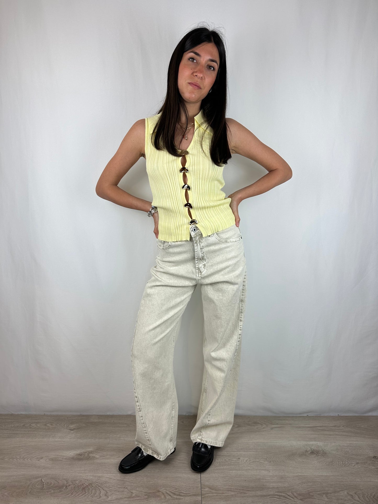 TOP GIALLO DETTAGLI ORO
