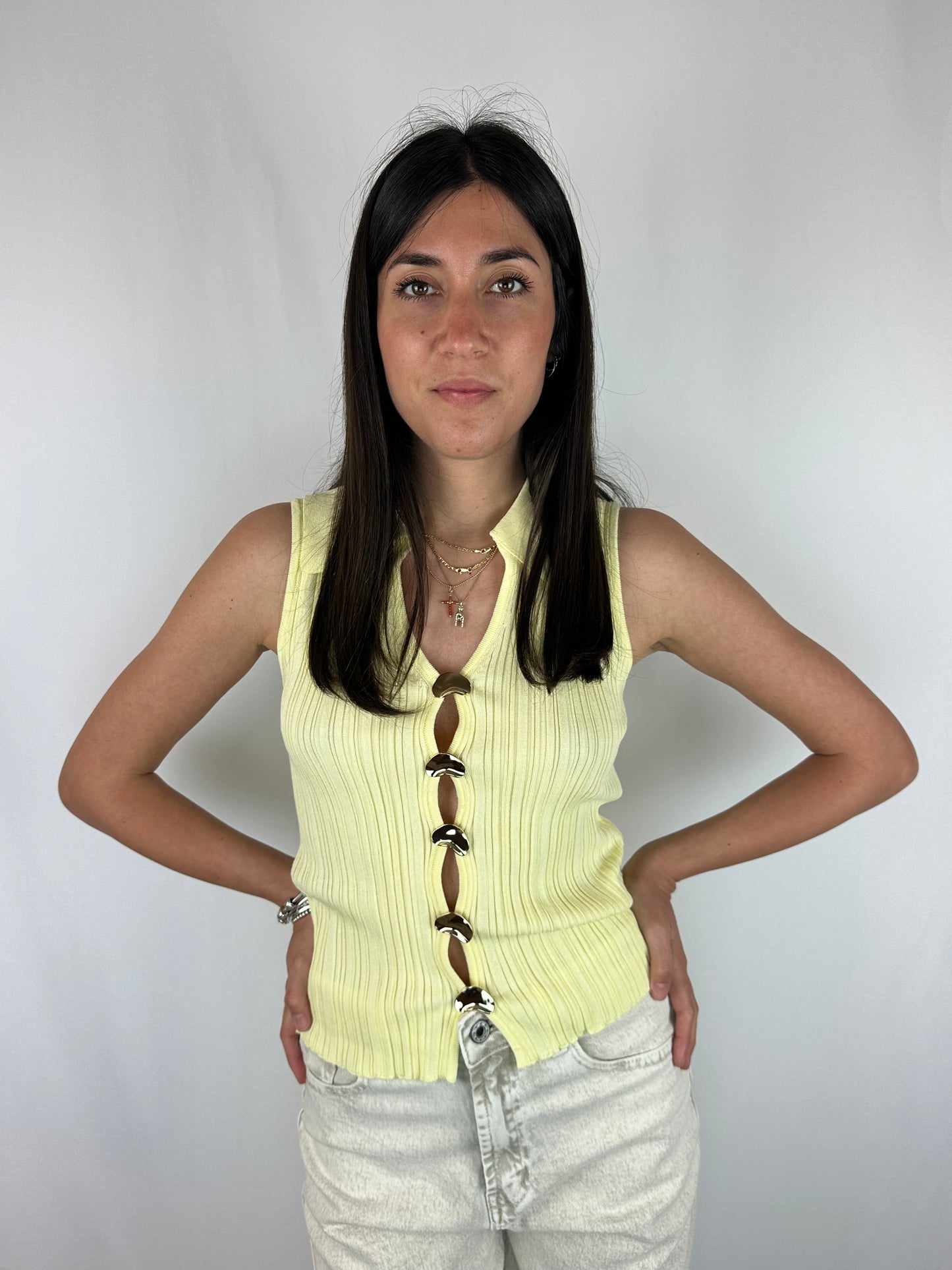 TOP GIALLO DETTAGLI ORO