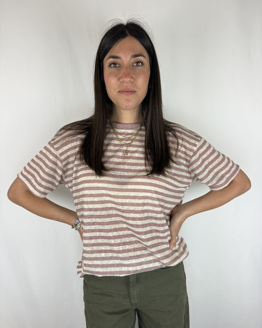 T-SHIRT RIGHE ROSA