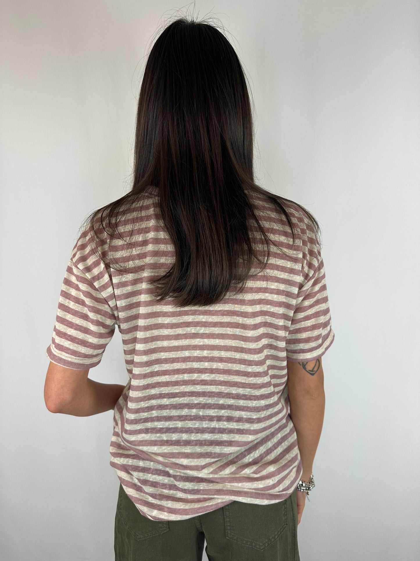 T-SHIRT RIGHE ROSA