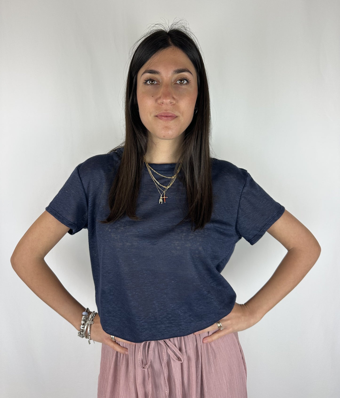 T-SHIRT BLU LINO