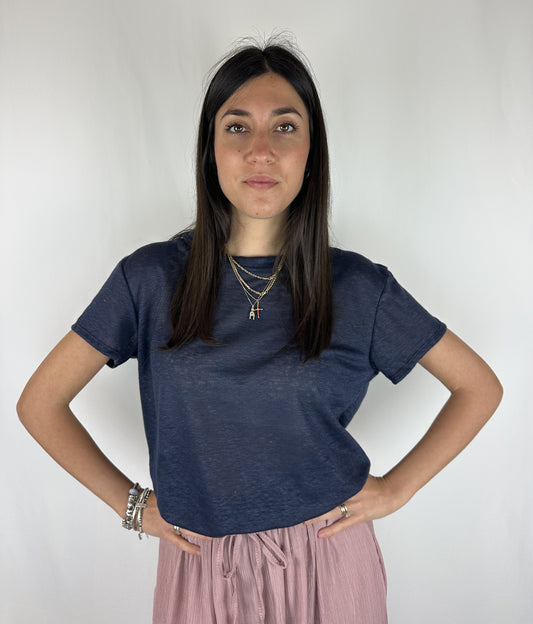 T-SHIRT BLU LINO
