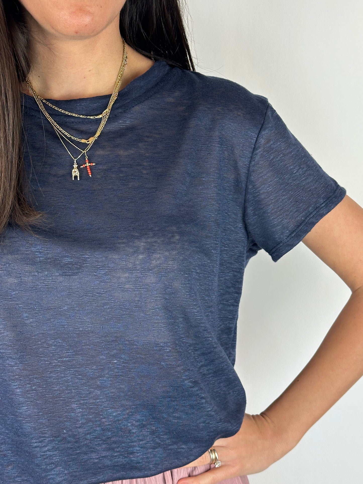 T-SHIRT BLU LINO