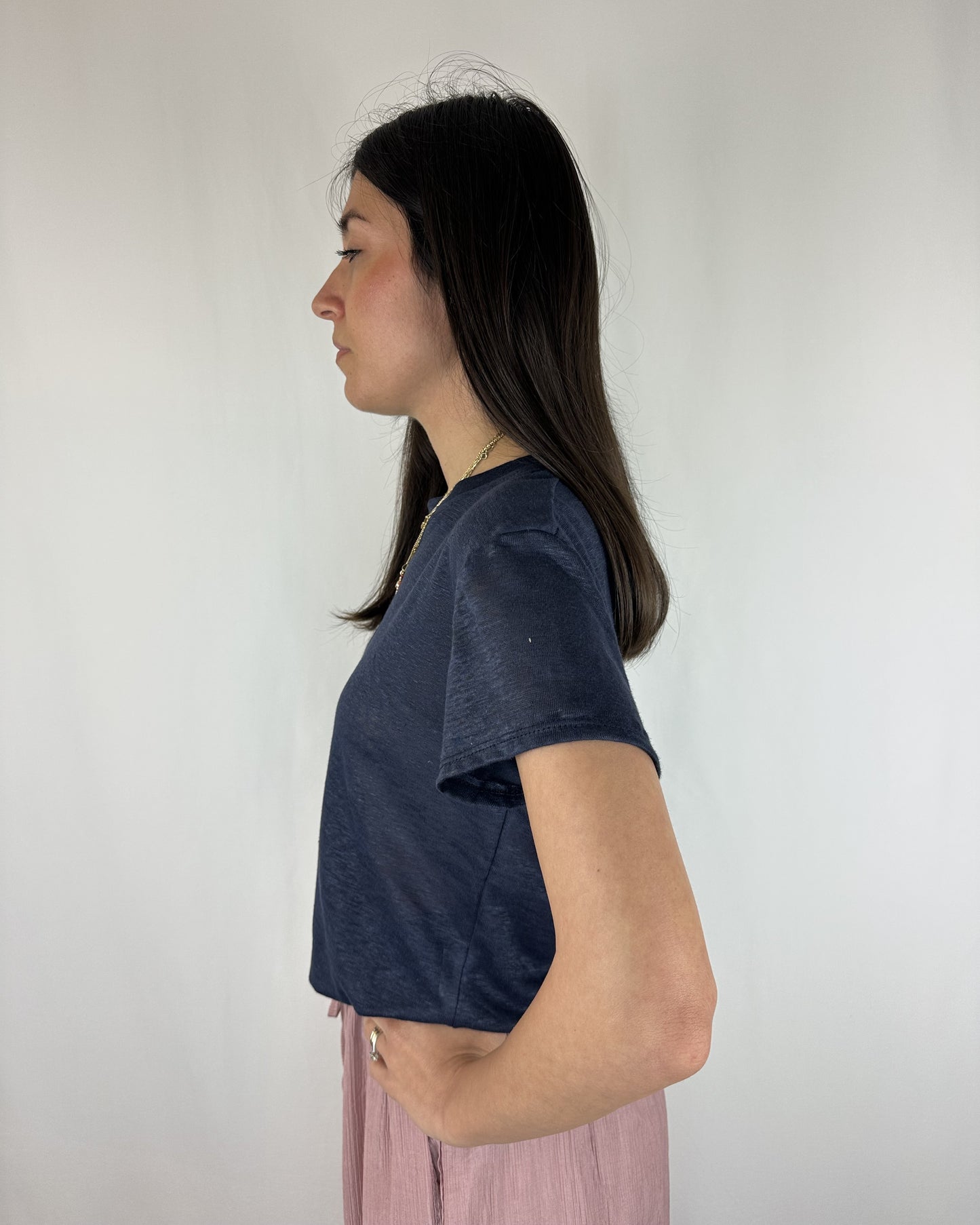 T-SHIRT BLU LINO