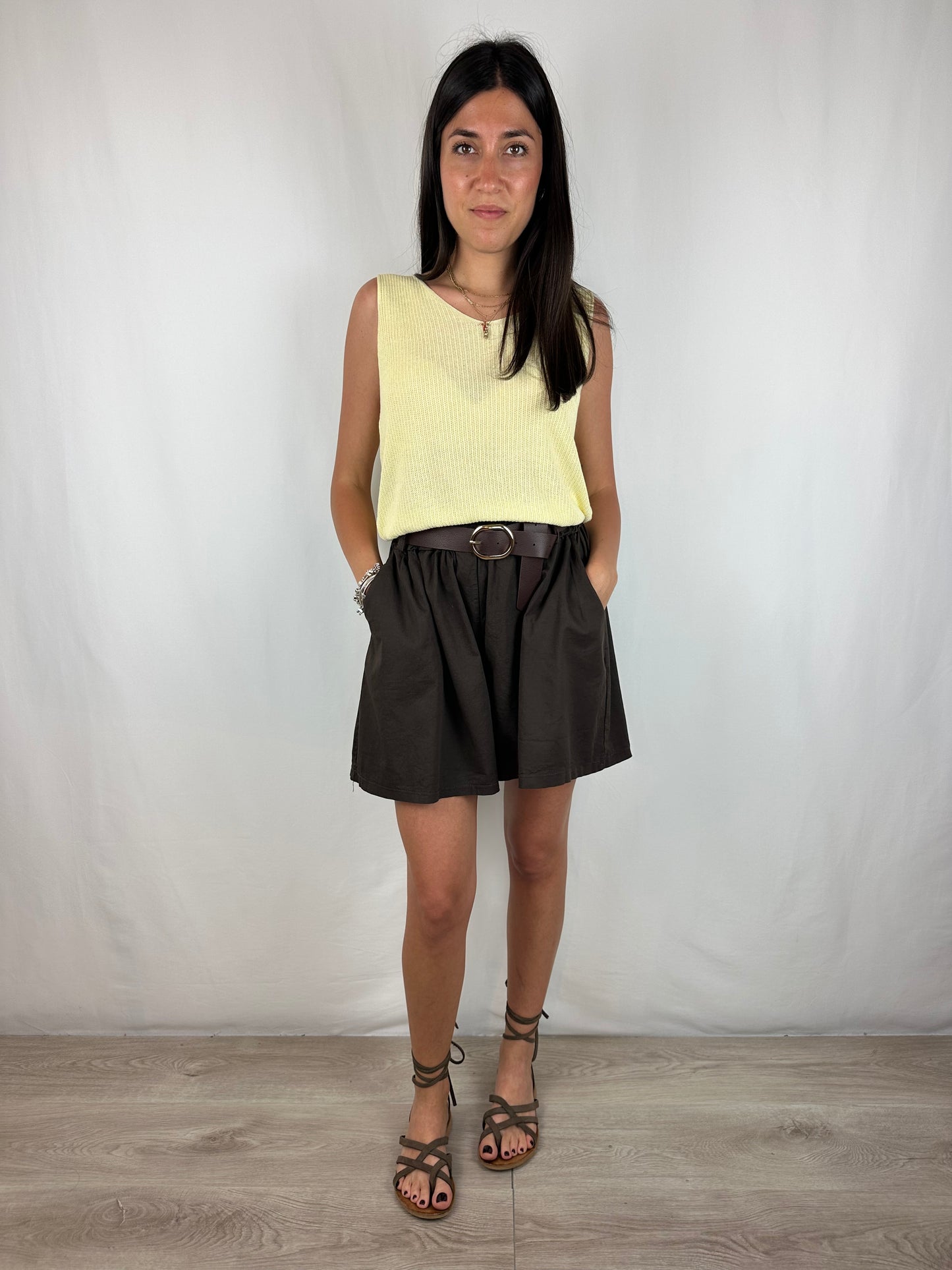 SHORT COTONE MARRONE