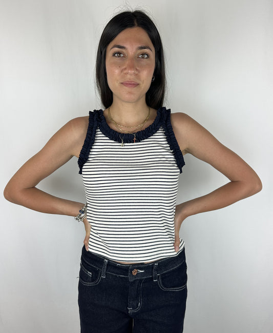 CANOTTA "FROU FROU" RIGHE BLU