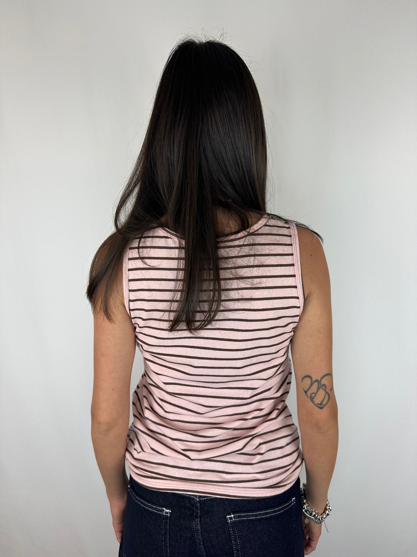 CANOTTA RIGHE ROSA|MARRONE