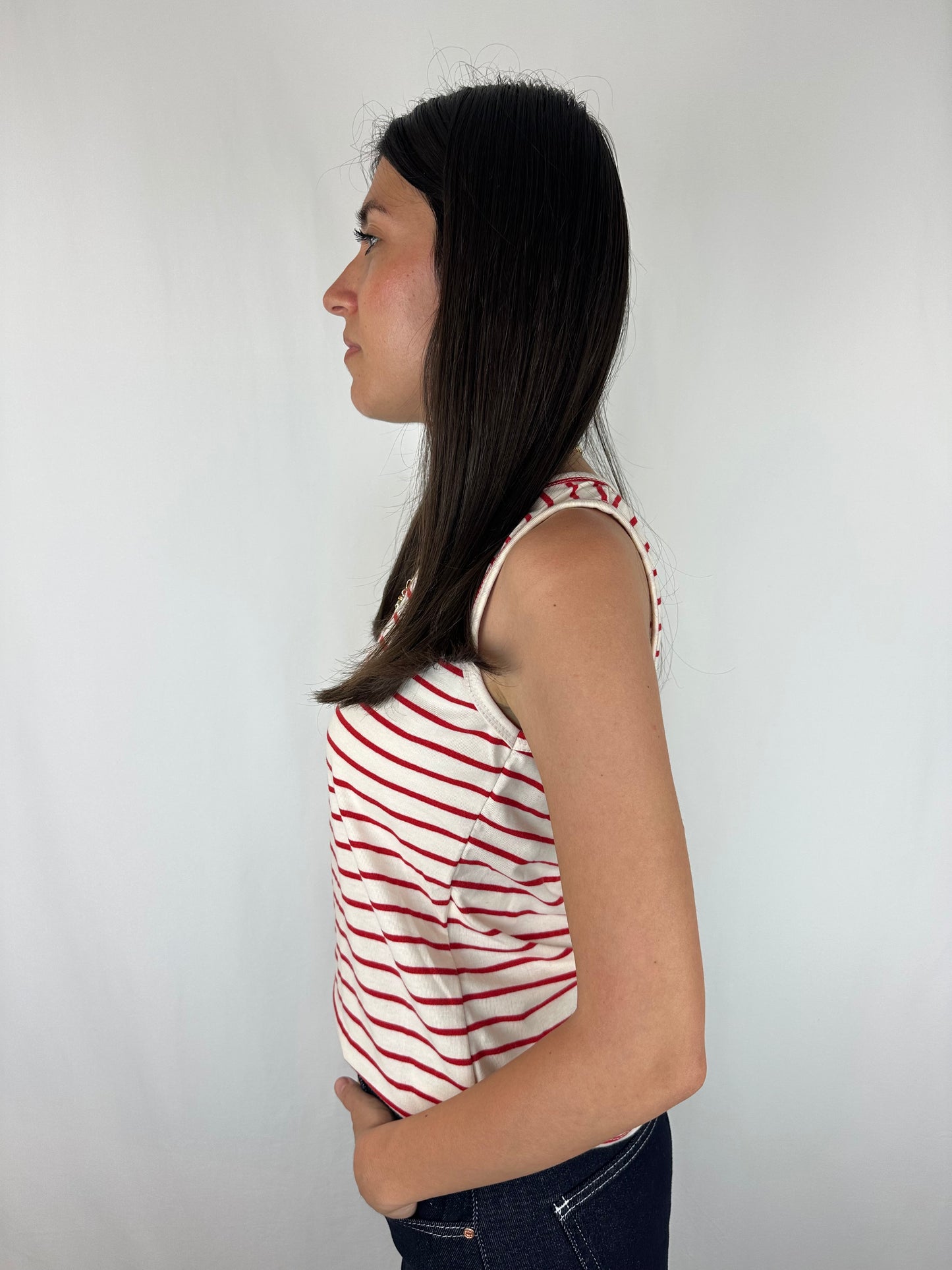 CANOTTA RIGHE ROSSO|PANNA