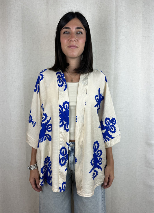 KIMONO BLUETTE E PANNA