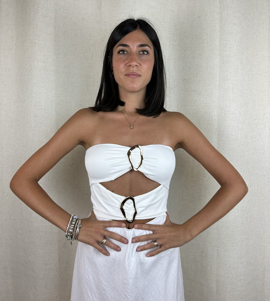 TOP FASCIA BIANCO FIBBIE ORO