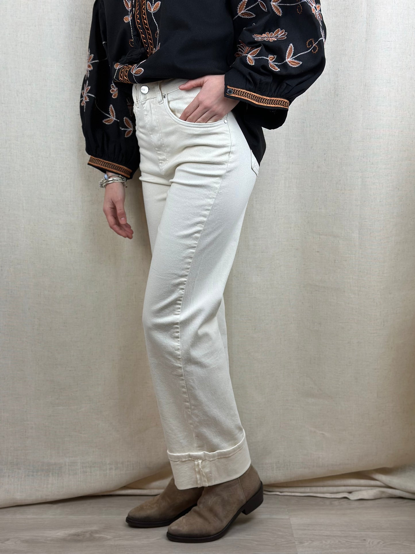 JEANS BIANCO RISVOLTO